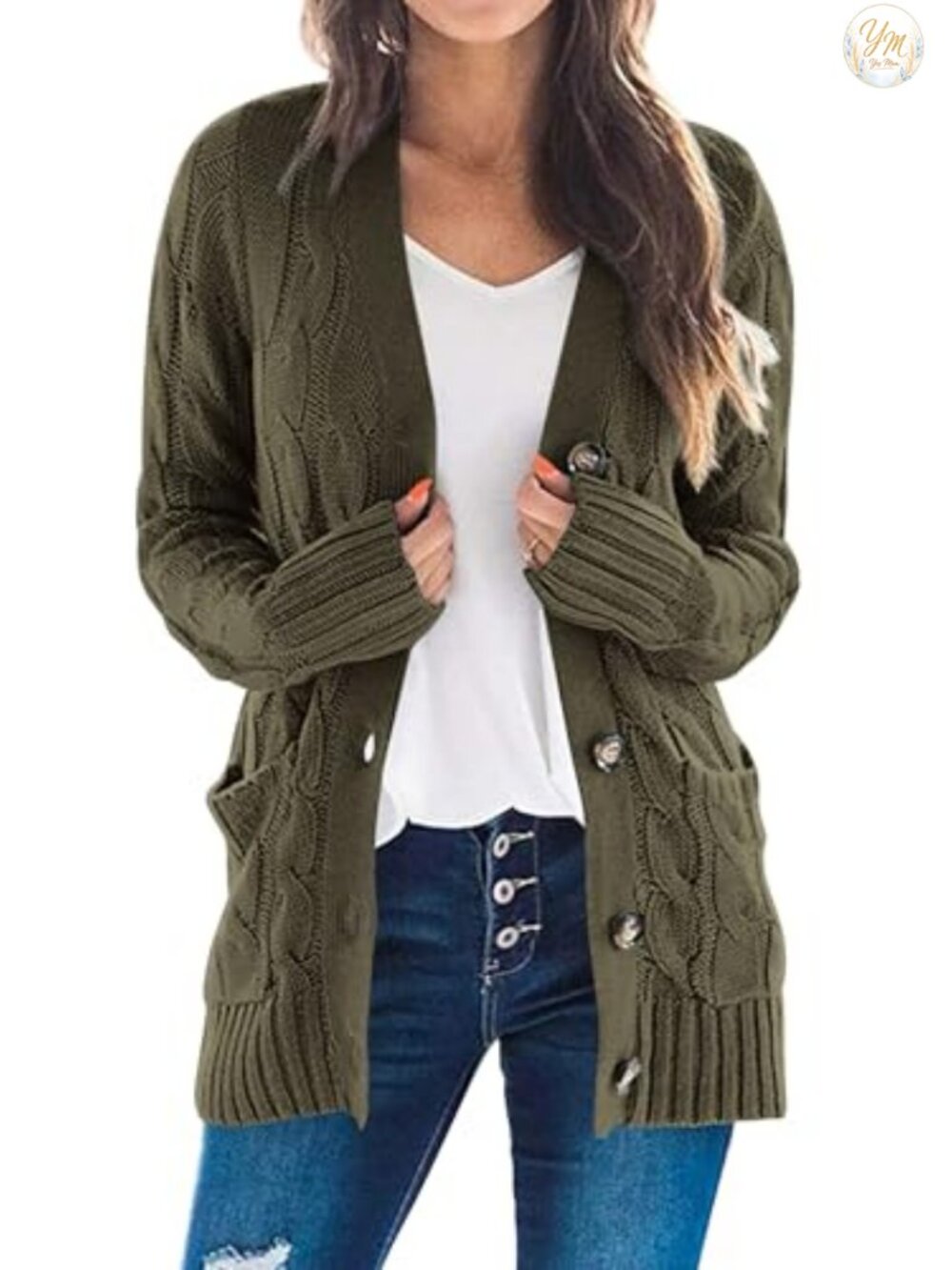 Women's Chunky Knit Cardigan Long Sleeve Button Down Open Front Sweater